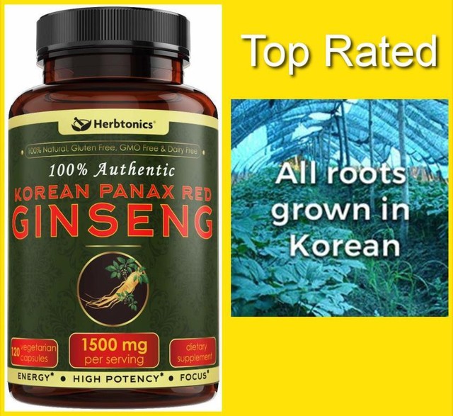 Korean Panax RED GINSENG Herbtonics 100 Authentic 1500mg For Men Women