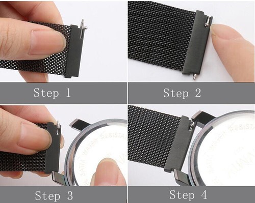 Milanaise Uhrband 18 mm Magnetverschluss Edelstahl schwarz Quick Release - Bild 2 von 3