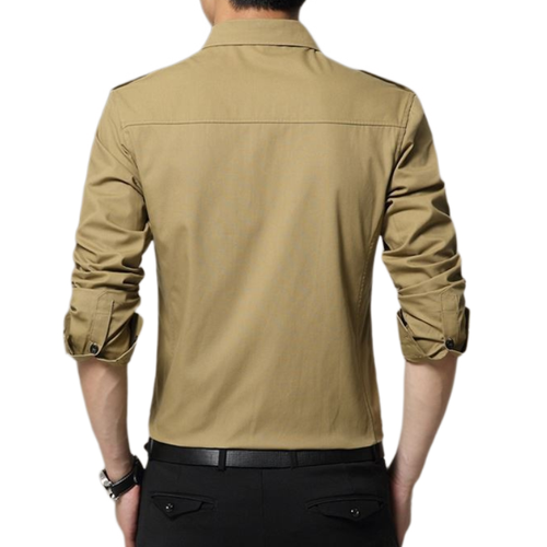 Militär Herren Cargo Hemden T-Shirt Langarm Tasche Button Down Baumwolle Blusen - Bild 8 von 72