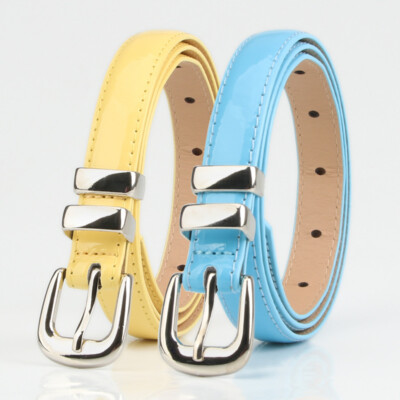 Faux Leather Skinny Belt with Silver Buckle for Dresses & Jeans Fianmy Women Skinny Leather Belt with Silver Buckle, Ladies  main image 3