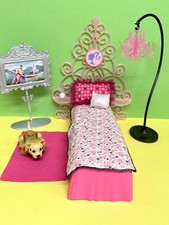 Barbie Möbel- 2 in  1 Schlafzimmer/ Wohnzimmer,Bett /Fifa , Tv-Lampe