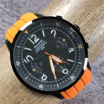 Accurist Men MS921 Chronograph Orange Silicone Quartz Analog