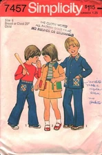 7457 Vintage Simplicity Sewing Pattern Girls 1970s Pants Shirt Jacket Skirt OOP