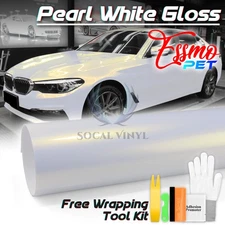 PET Pearl White Gloss White Gold Vehicle Vinyl Wrap Decal Sheet Film Like Paint