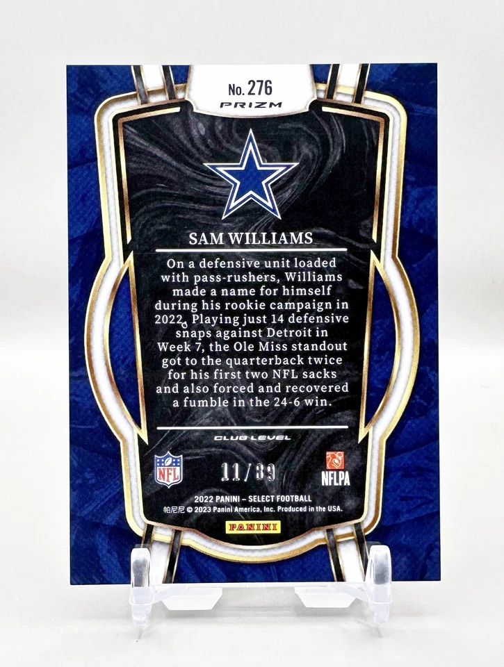 2022 Panini Select Football #276 (Dragon Scale)  SAM WILLIAMS (RC)  [11/89] - Image 2 of 2