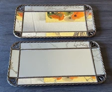 Pair of Homeco Home Interiors Mirrors w/ Ornate Metal Frame Hanging or Tabletop