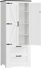 66.1" H Storage Cabinet with 2 Drawers, Farmhouse Kitchen Pantry Cabinet with 2