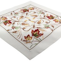 Tischdecke Weiß TischwäSche Herbst Bestickt Tischdekoration Herbstlich 110X110
