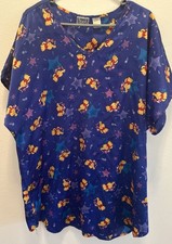 Winnie The Pooh Piglet XL Nightgown Purple Blue Stars Satin Silky Vintage