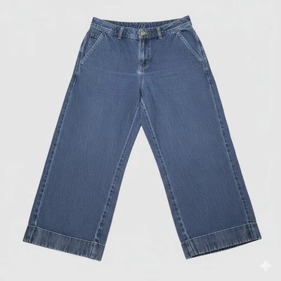 Women's Vintage Levis Wide Leg Cropped Jeans 8 Cinch Back Wash - Image 1 of 4