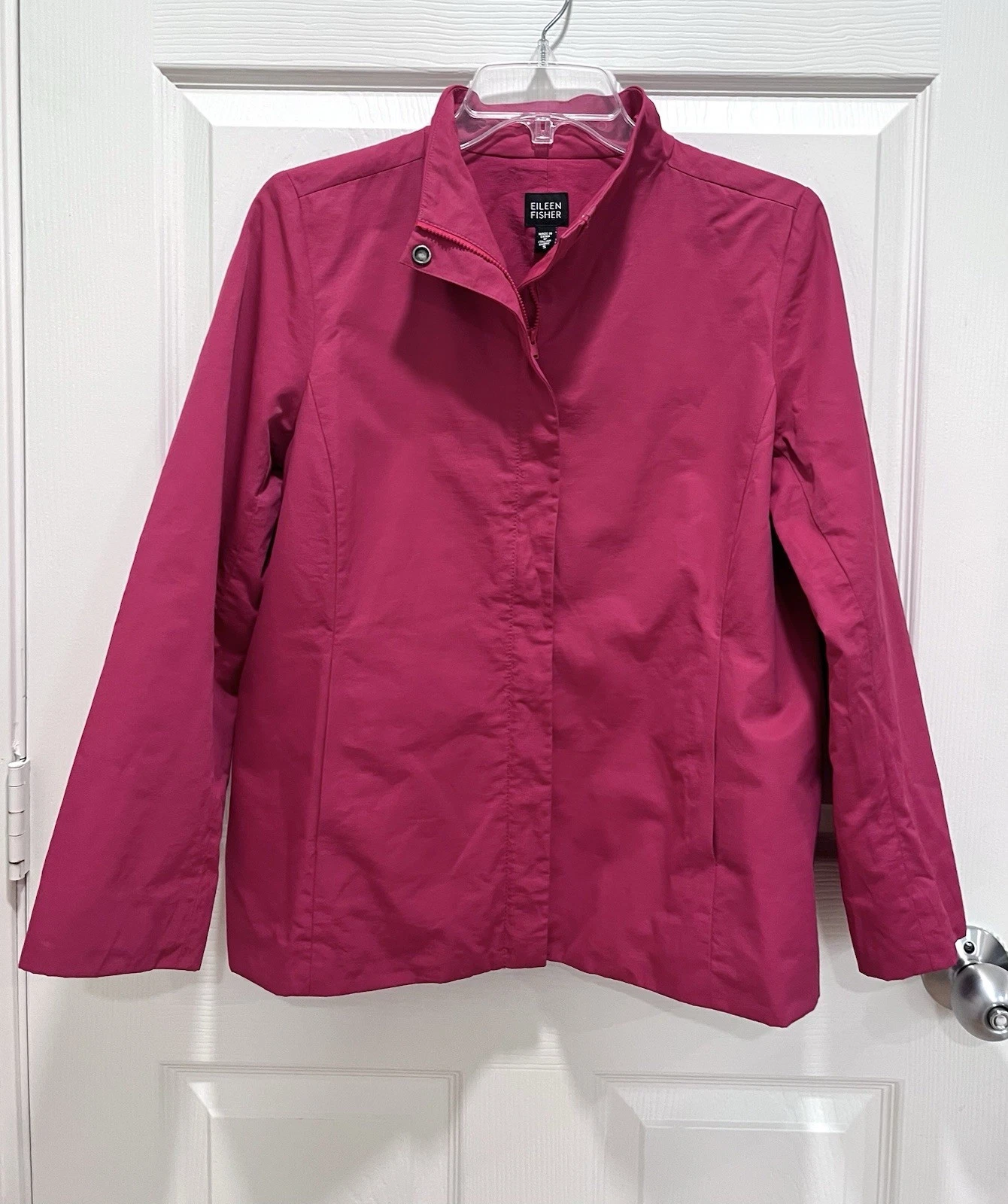 EILEEN FISHER Pink/Red Womens Small Cotton Nylon Jacket Lined Zip Up Pockets