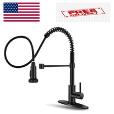 Black Kitchen Faucet with Pull Down Sprayer Stainless Steel Single Handle Pul...
