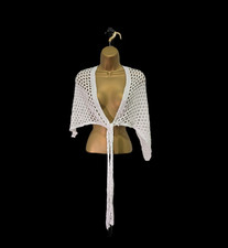 NWT White Crochet Open Knit Shawl Wrap OS Boho Cottage Fairy Bridal Grannycore