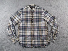 Beams Plus Shirt Mens Medium Blue Plaid Indian Madras Button Up Made in Japan