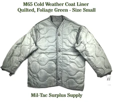 NEW USGI M65 Cold Weather Coat Liner Quilted, Foliage Green - Size Small