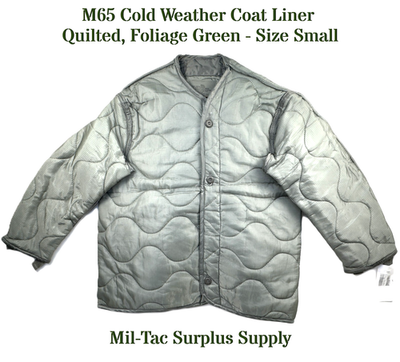 NEW USGI M65 Cold Weather Coat Liner Quilted, Foliage Green - Size