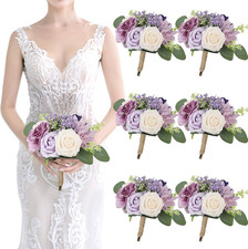Artificial Bridesmaid Bouquets 6 Pcs - 7 Inch Pre-made Bridesmaids Bouquet Small