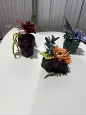 Bullseye Playground Halloween Faux Plants Succulent Skull Snake Coffin Lot Of 3
