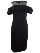 Calvin Klein Women's Illusion Ruffle-Detail Dress (12, Black) 194414964352