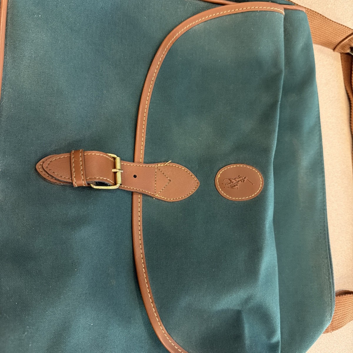 Vintage Polo Ralph Lauren Green Canvas Computer Laptop Bag Messenger View 2