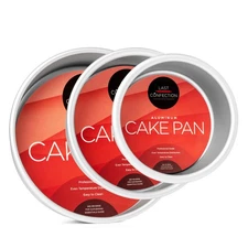 3-Piece Round Cake Pan Set Includes 4", 6" and 8" Aluminum Pans 2" Deep