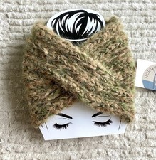 Hand Knit Suri Alpaca Headband Yellow Green USA Made NWT Soft Lightweight Gift