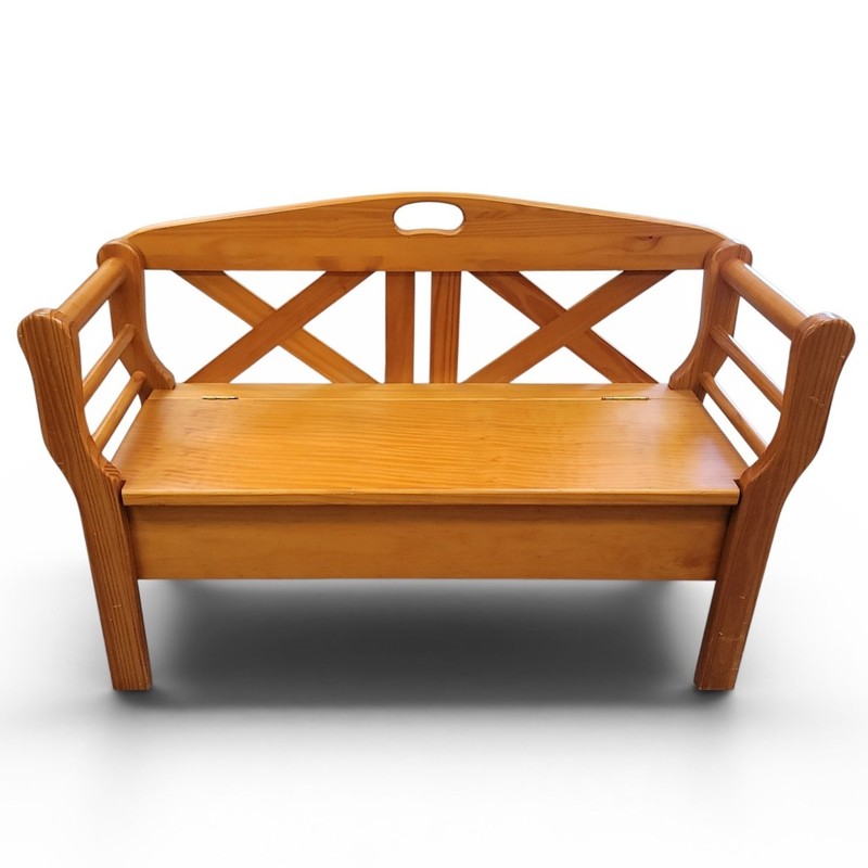 Wooden Pine Buck Board Storage Bench with Hinges - Local Pickup Only