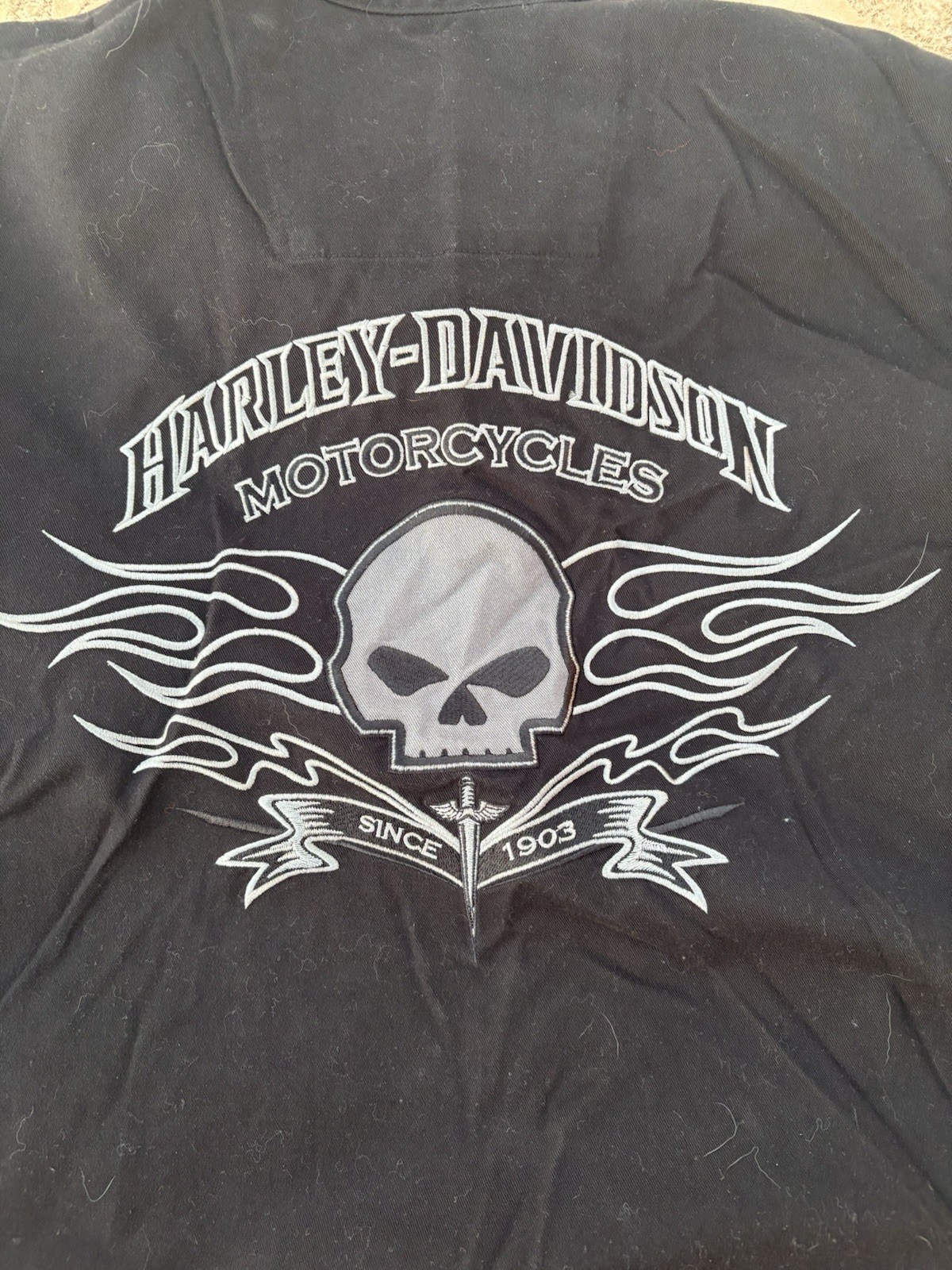 Harley Davidson 2XL Long Sleeve Button Down Shirt Mens Black