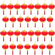 30 Pack Red Mini Lucky Hanging Lanterns, Chinese New Year, Spring Festival