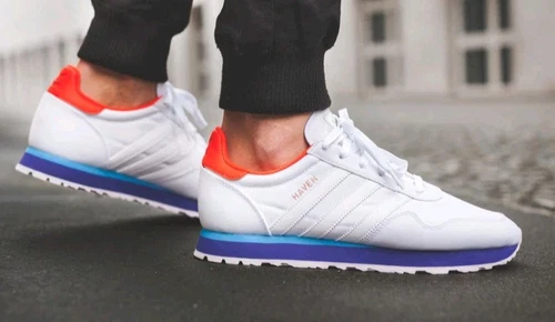 Scarpe da ginnastica Adidas Haven bianche UK 11 BY9711 (2017) fondo di magazzino rare scarpe da ginnastica