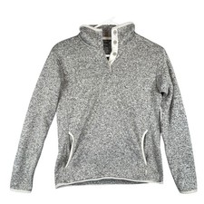 Eddie Bauer Radiator Fleece Womens XS Gray Marl Snap Mock Neck Pullover Read 