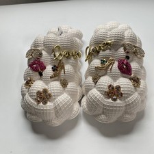 Women  s Bubble Massage Slides Cream Color Spa Slip-ons Slides 7-8 With Charms