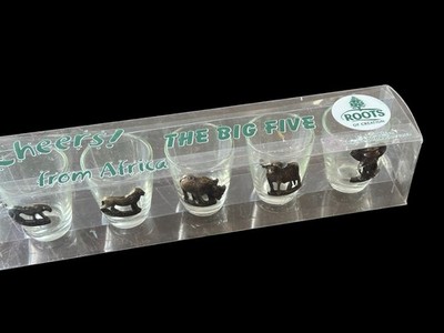 Cheers! from Africa Roots Of Creation Shot Glasses Safari Wildlife Animal 5pc