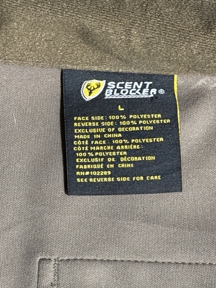 Men's Scent Blocker Lightweight Camo Jacket Large Full Zip With Harness Hole - Image 3 of 4