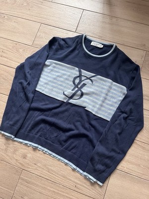 Vintage Yves Saint Laurent YSL Pour Homme Sweater Blue Cotton