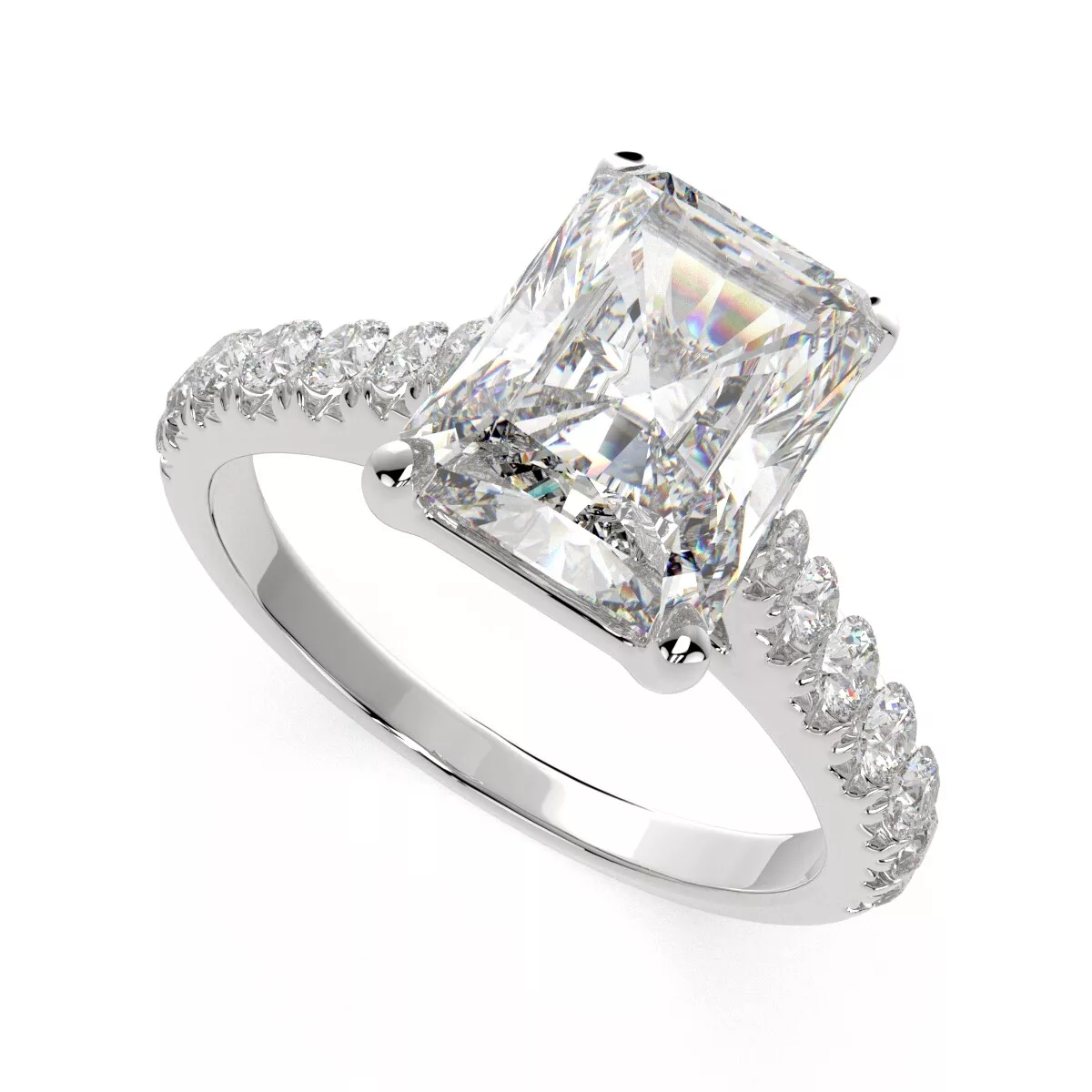 1.7 Ct Lab Created Radiant Cut Cut VVS2 D Diamond Engagement Ring