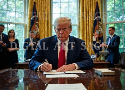 Donald Trump Signing Executive Order With Sharpie 8X10 High Quality AI Print