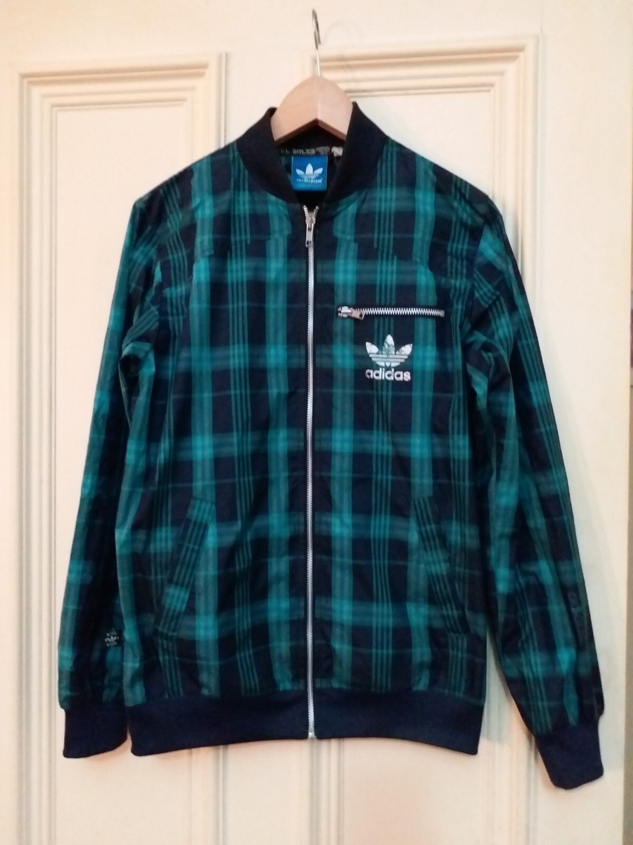 RARE Adidas X Rebel Soles green Check lightweight bomber Jacket
