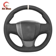 Black Suede Car Steering Wheel Covers For Citroen Jumpy Spacetourer Fiat Scudo