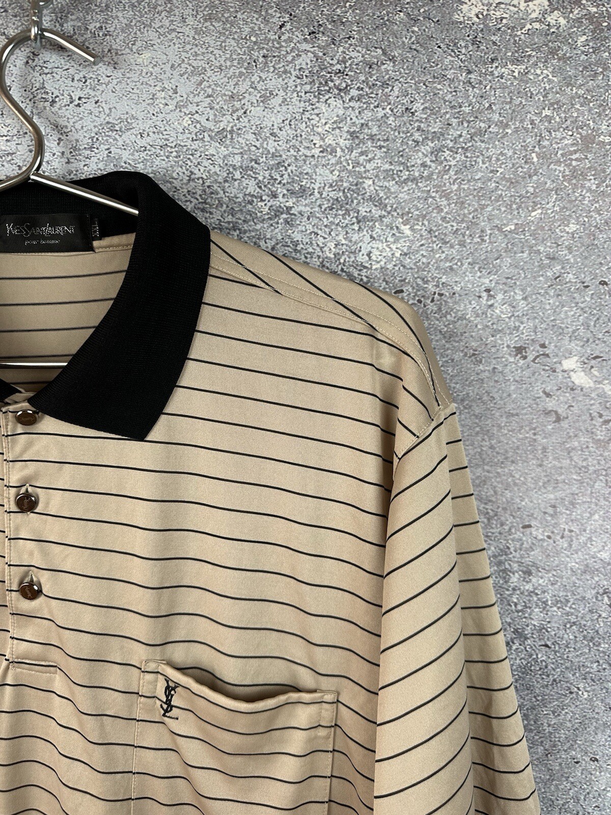 POLO UOMO YVES SAINT LAURENT YSL A RIGHE BEIGE TAGLIA L XL