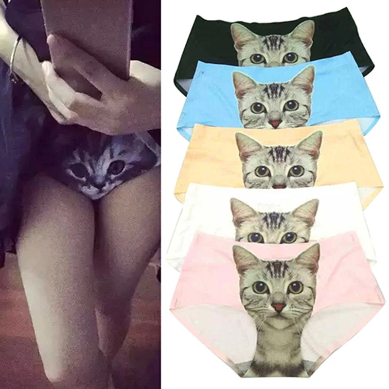 Funny Cartoon Pussycat Panties Briefs Anti Emptied Cat Meow Star Cat Pant  KT_yk