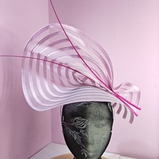 pink large fascinator millinery burlesque headband wedding hat ascot
