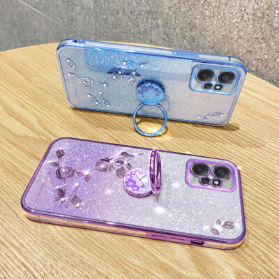 For Motorola Moto G32, Luxury Bling Glitter Clear Ring Holder Soft Case Cover