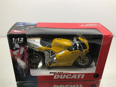 NEW-RAY 43693 DUCATI 998S TESTASTRETTA MOTORCYCLE -YELLOW 1:12- GOOD IN BOX