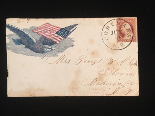 NY CORYMANS CIVIL WAR PATRIOTIC COVER #26 EAGLE FLYING WITH FLAG - Bild 1 von 4