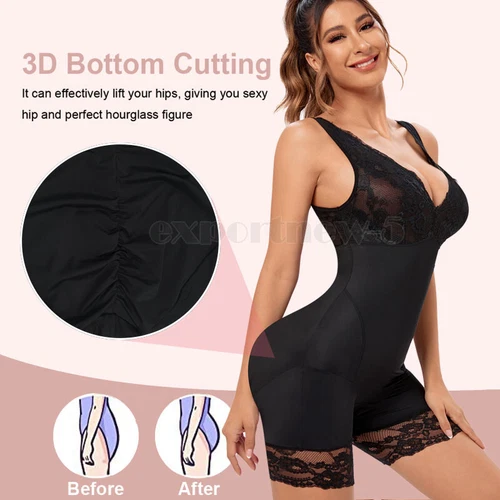 Mujeres Sexy Encaje Cuello Body Modelador de Cintura Entrenador Barriga Control Body Prendas con Forma - Imagen 7 de 24