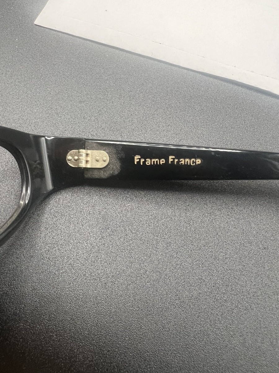 Vintage 1950's Mod Cat Eye Frame France Acetate 44-20 Black