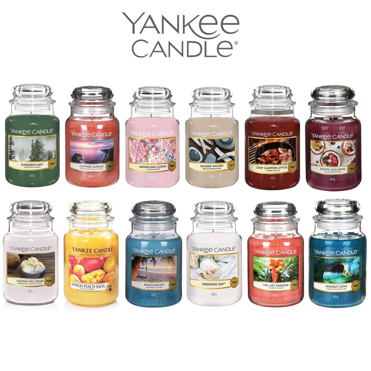 Large Scented Yankee Candle In Glass Jar 623g OR 3 x 140g Assorted  Fragrances