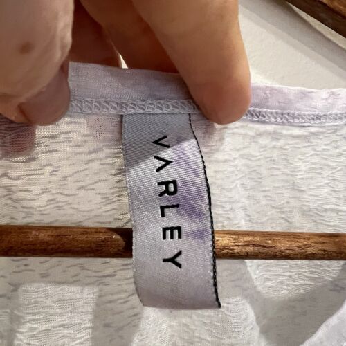 Top Varley donna piccolo rosa arcobaleno semi trasparente canotta senza maniche logo spellout - Foto 4 di 9