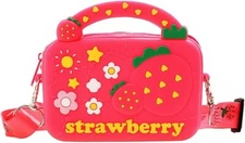 Children Handbag Silicone Coin Wallets Crossbody Purse Bag Strawberry NWT